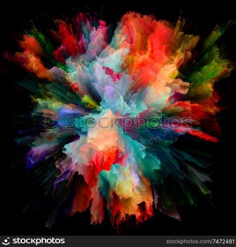 Color Emotion series. Composition of color burst splash explosion on the subject of imagination, creativity art and design