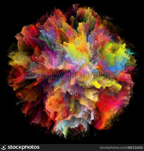 Color Emotion series. Creative arrangement of color burst splash explosion as a concept metaphor on subject of imagination, creativity art and design