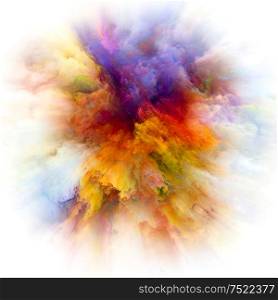 Color Emotion series. Creative arrangement of color explosion as a concept metaphor on subject of imagination, creativity art and design
