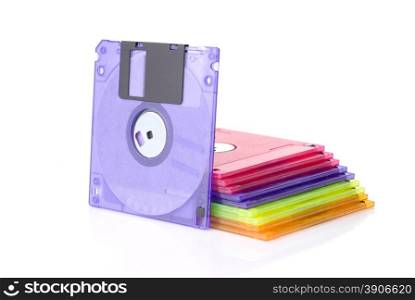 Color floppy disks isolated on white