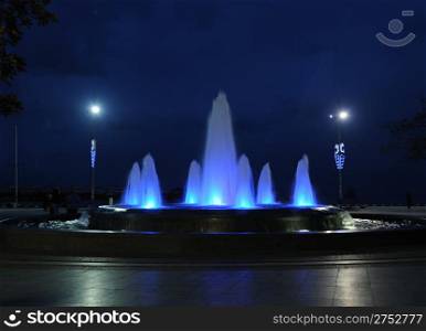 Color fountain. A night photo, light from street lanterns