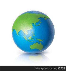 Color globe 3D illustration Asia & Australia map on white background