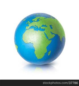 Color globe 3D illustration europe and africa map on white background