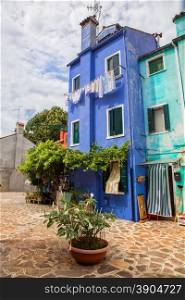 Color houses on Burano island near Venice , Italy