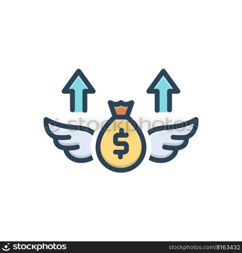 Color illustration icon for Inflation, monetary and economic