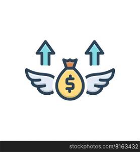 Color illustration icon for Inflation, monetary and economic