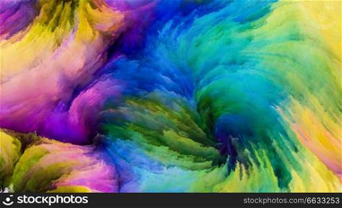 Color In Motion series. Abstract composition of Flowing Paint pattern for projects related to design, creativity and imagination to use as wallpaper for screens and devices
