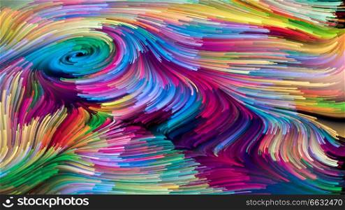 Color In Motion series. Backdrop composed of liquid paint pattern for use in the projects on design, creativity and imagination to use as wallpaper for screens and devices