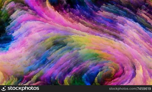 Color In Motion series. Composition of Flowing Paint pattern on the subject of design, creativity and imagination to use as wallpaper for screens and devices