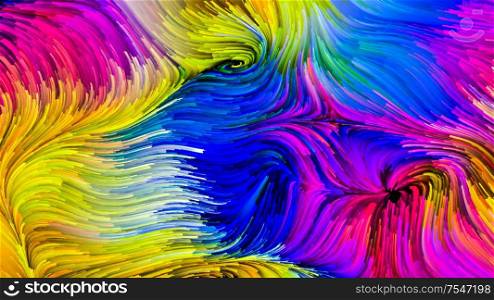 Color In Motion series. Creative arrangement of Flowing Paint pattern on subject of design, creativity and imagination to use as wallpaper for screens and devices