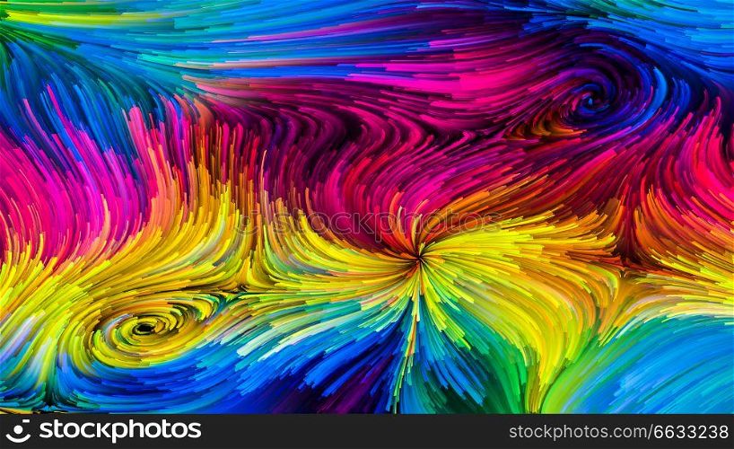 Color In Motion series. Interplay of Flowing Paint pattern on the subject of design, creativity and imagination to use as wallpaper for screens and devices