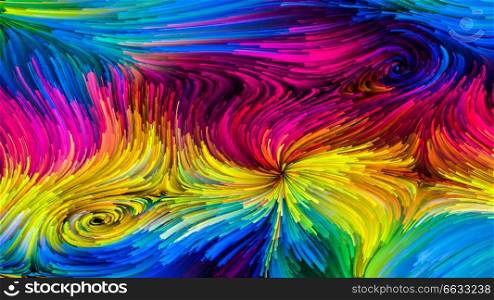 Color In Motion series. Interplay of Flowing Paint pattern on the subject of design, creativity and imagination to use as wallpaper for screens and devices