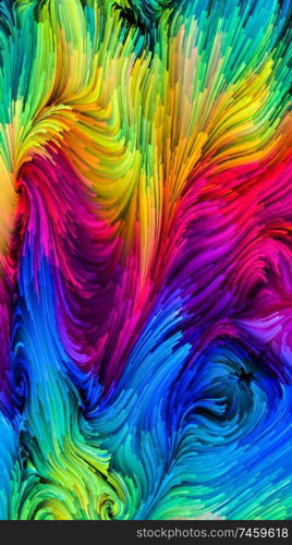 Color In Motion series. Interplay of liquid paint pattern on the subject of design, creativity and imagination to use as wallpaper for screens and devices