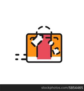 Color line icon for flat design. Luggage. Color line icon for flat design isolated on white. Luggage