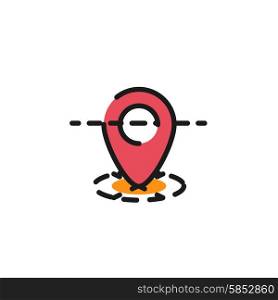 Color line icon for flat design. Map tag. Color line icon for flat design isolated on white. Map tag