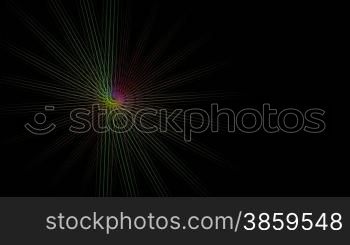 Color lines rotate and fly on a black background