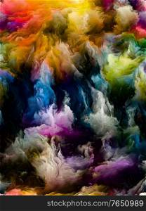 Color Lives series. Interplay of colorful motion of fractal paint on canvas related to life, creativity and art