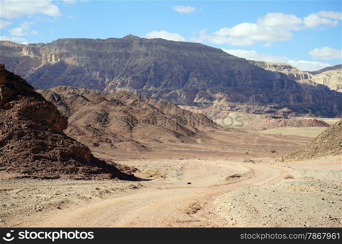 Color mountain in Timna park in Negev desert, Israel