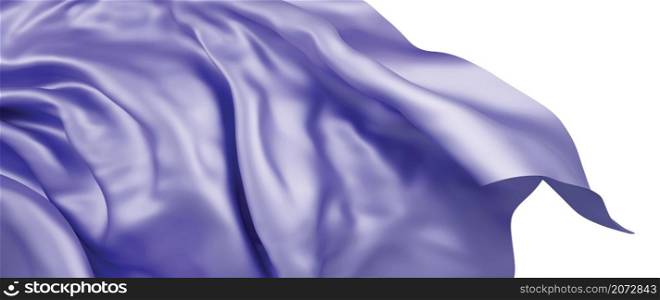 Color of the year 2022 very peri design of Cloth violet flying in the wind isolated on white background 3D render