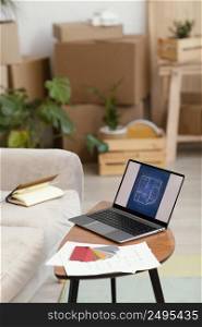 color palette laptop with book house renovation