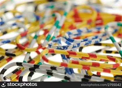 Color paper clips. Office subject it is isolated on a white background