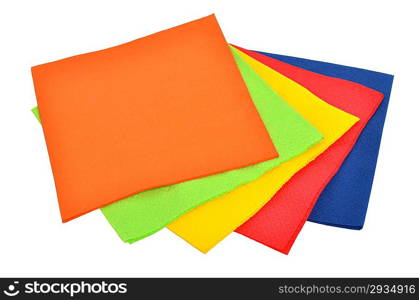 Color paper napkins isolated on white background