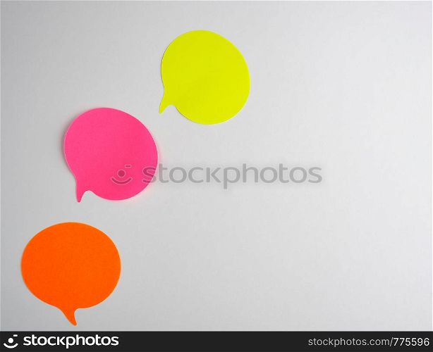 color paper stickers on a white background, close up, copy space