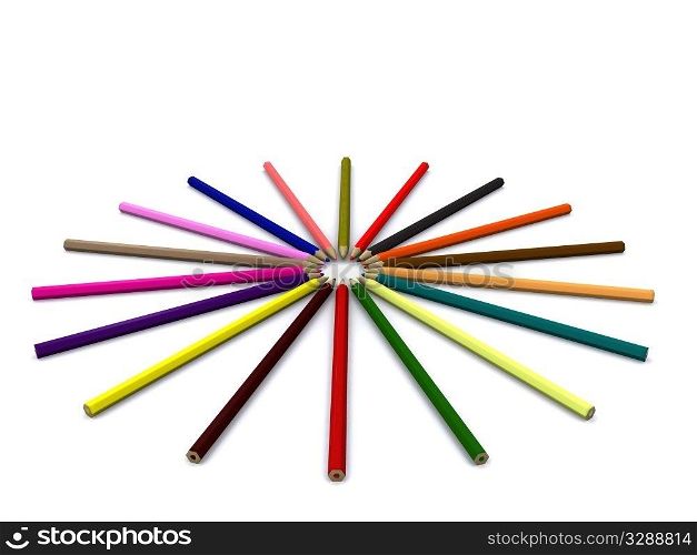 color pencils. 3D