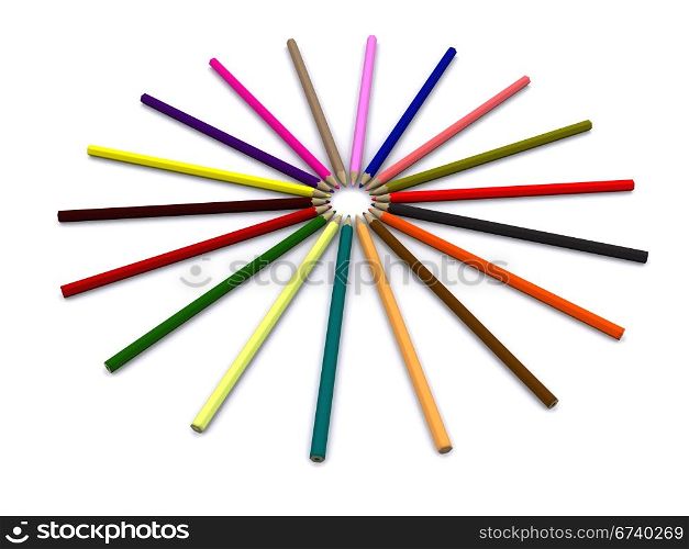 color pencils. 3D