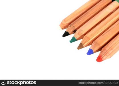 Color pencils for bodypaint isolated on white background