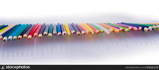Color Pencils of various colors. Color Pencils of various colors on a white background
