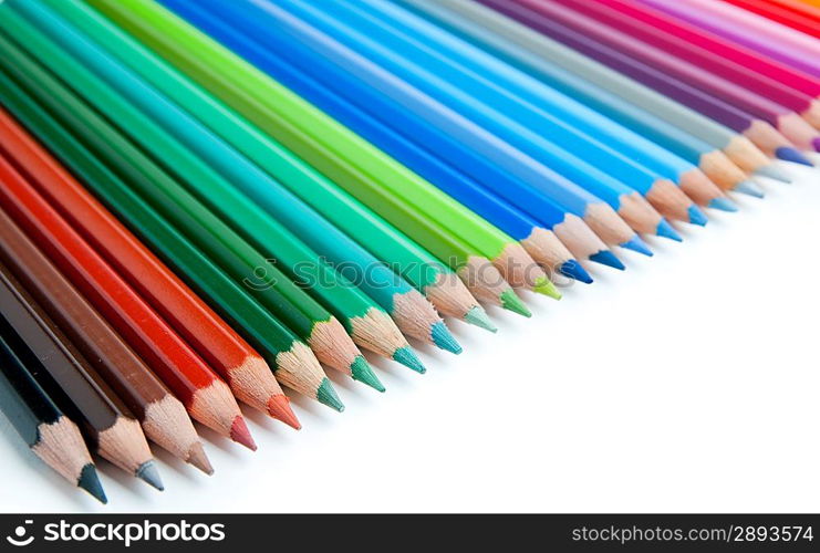 Color pencils with white background