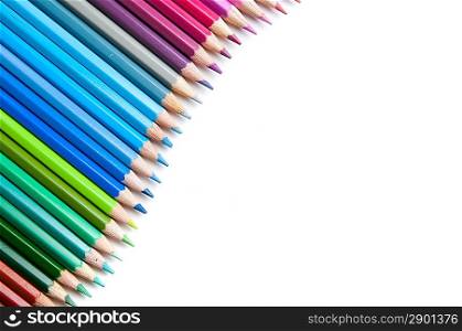Color pencils with white background.