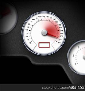 color picture of speedometer on a car dashbpard