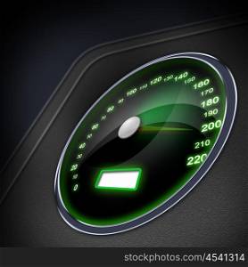 color picture of speedometer on a car dashbpard