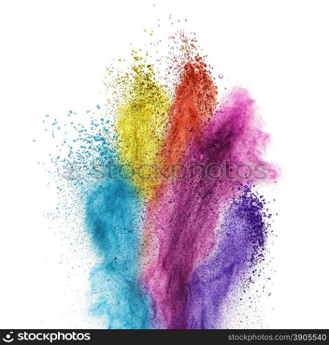 Color powder explosion isolated on white background