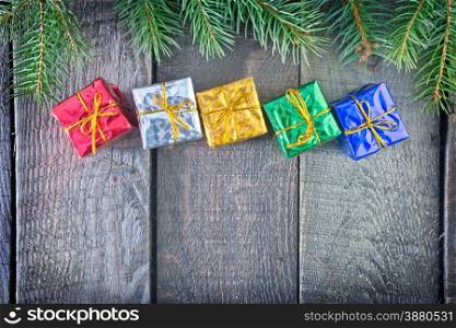 color presents, christmas presents on a table