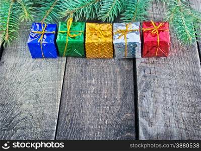 color presents, christmas presents on a table