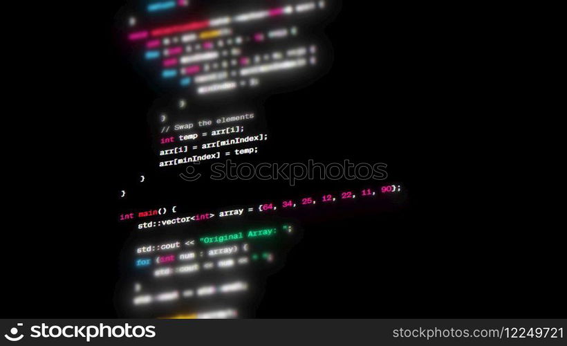 Color programmer coding run source database developer 3d render