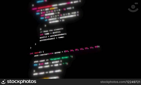 Color programmer coding run source database developer 3d render