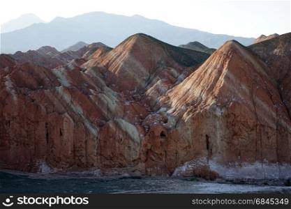 Color rocks in Zhanye Danxia national park. Color rocks