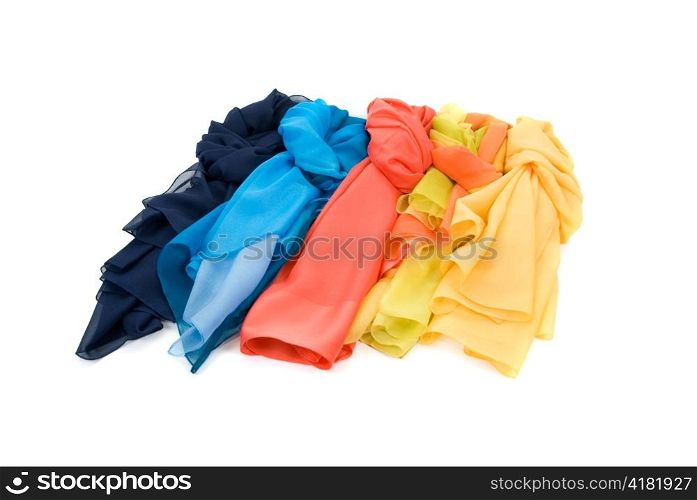 color shawls isolated on a white background