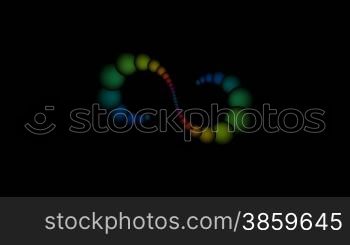 Color spheres move on a spiral on a black background