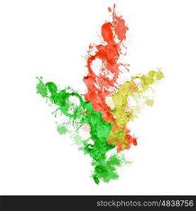 Color splashes. Background image of colorful splashes on white