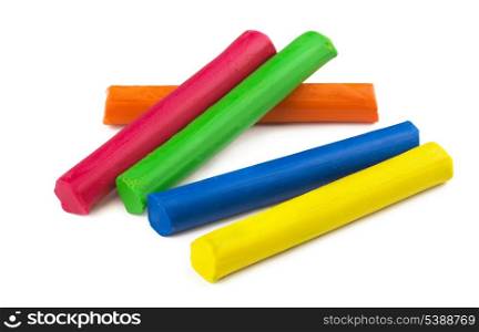 Color sticks of modeling clay isolated on white