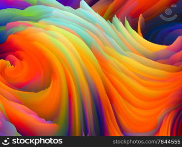 Color Storm series. 3D Rendering of colorful ridges of virtual paint to serve as wallpaper or background on the subject of art and design