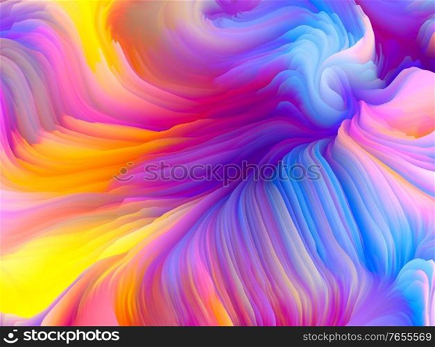 Color Storm series. 3D Rendering of motion of virtual foam to serve as wallpaper or background on the subject of art and design