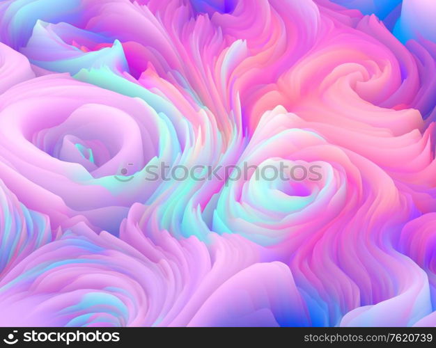 Color Storm series. 3D Rendering of vibrant swirls of virtual foam to serve as wallpaper or background on the subject of art and design