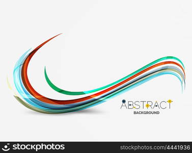 Color stripes with shiny light effects, wave line abstract background - color curve lines in motion concept and with light and shadow effects. Presentation banner and business card message design template