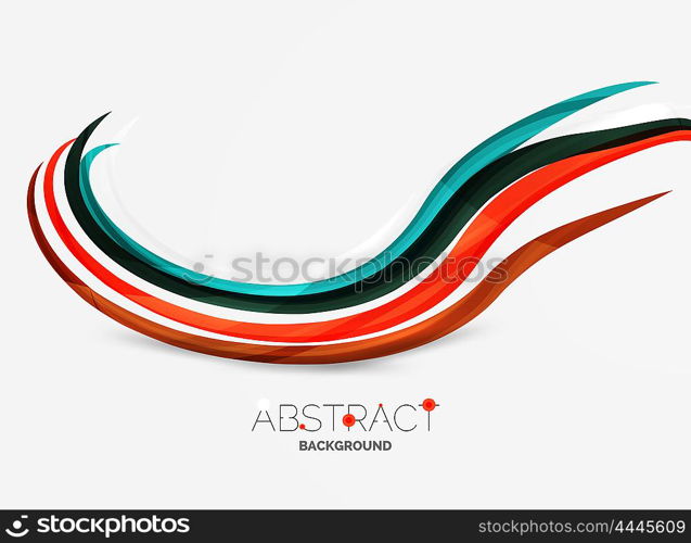 Color stripes with shiny light effects, wave line abstract background - color curve lines in motion concept and with light and shadow effects. Presentation banner and business card message design template